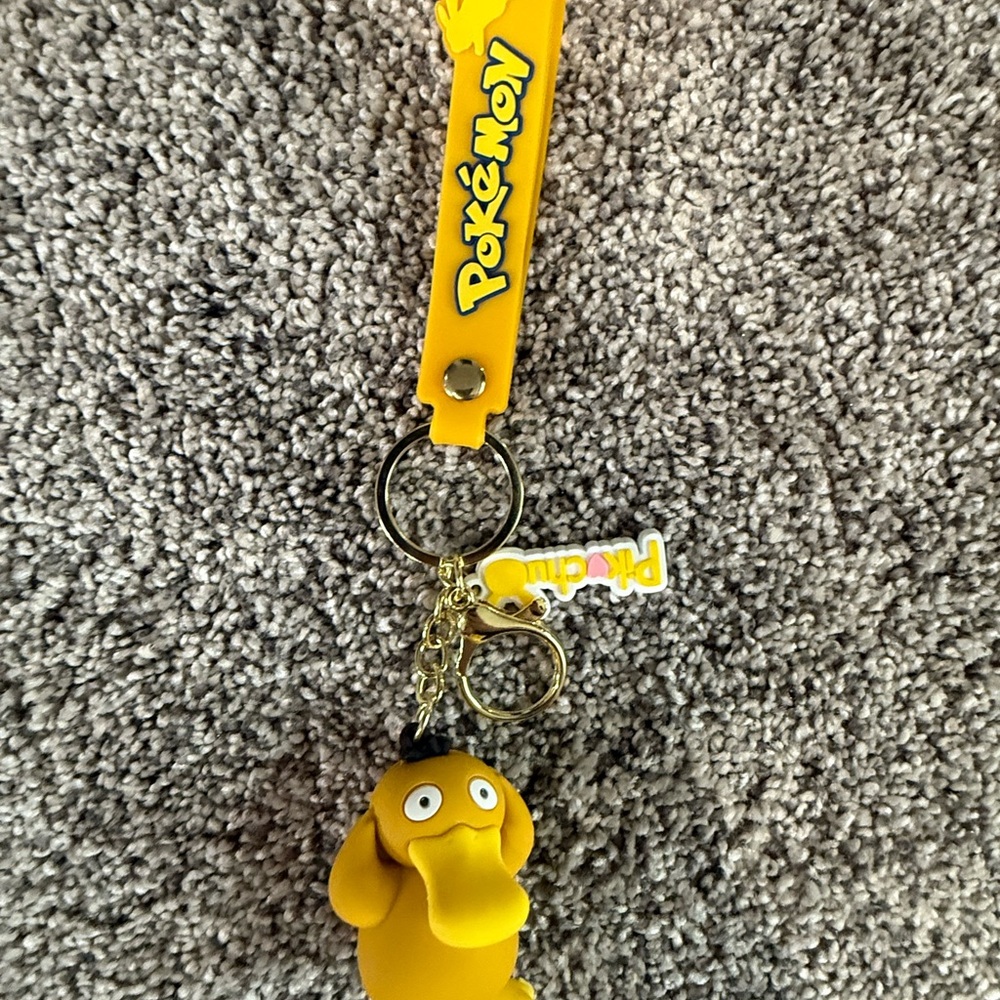 Yellow Psyduck Keychain with wristband Pokemon pikachu